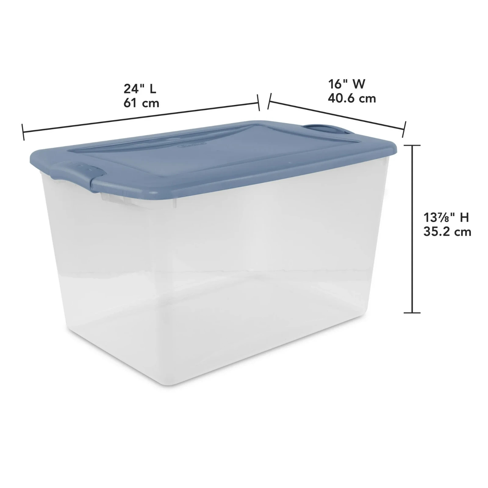 Sterilite Large Storage Bin 66Qt Clear Plastic Storage Container Latch Lid 6 Cts