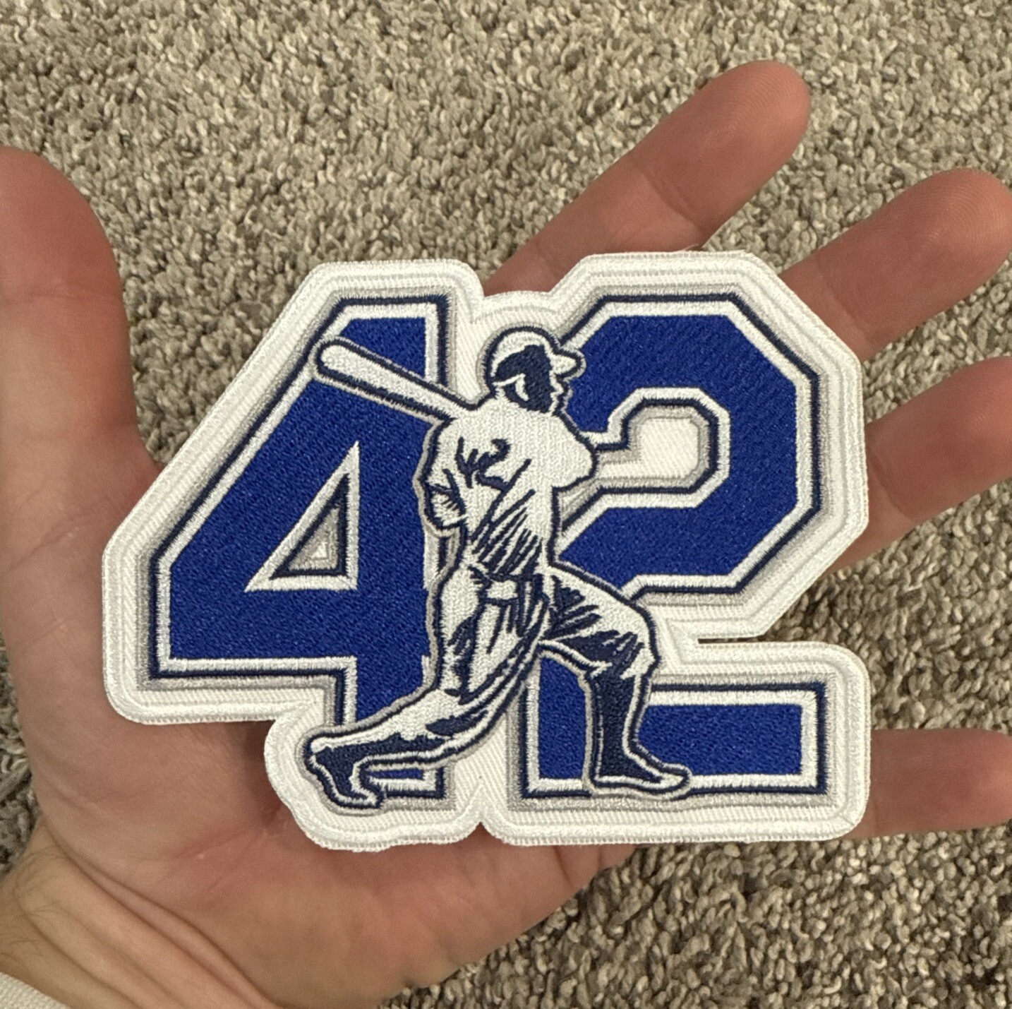 Jackie Robinson 42 HOF LA Brooklyn Dodgers Iron Sew On Embroidered Patch RARE