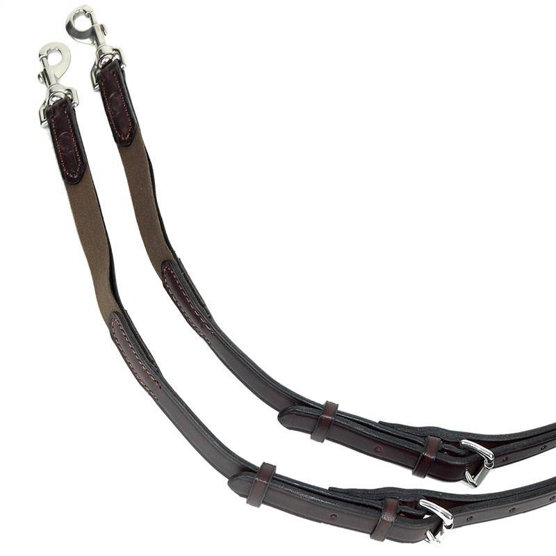 Nunn Finer Leather Side Reins With Elastic Pony Havana