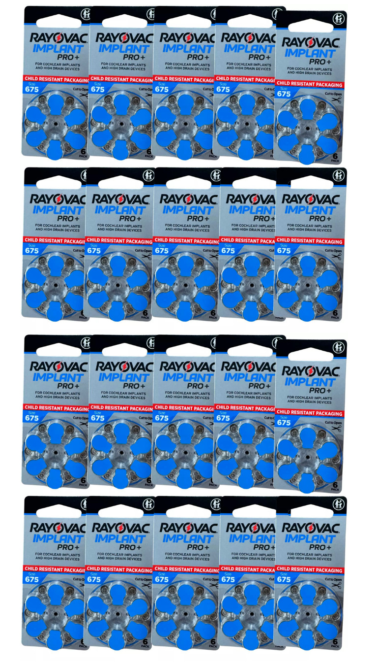 (2 Pack of 60) Rayovac Cochlear Implant Pro+ Batteries Size 675 RV-675CR-6IMPUS