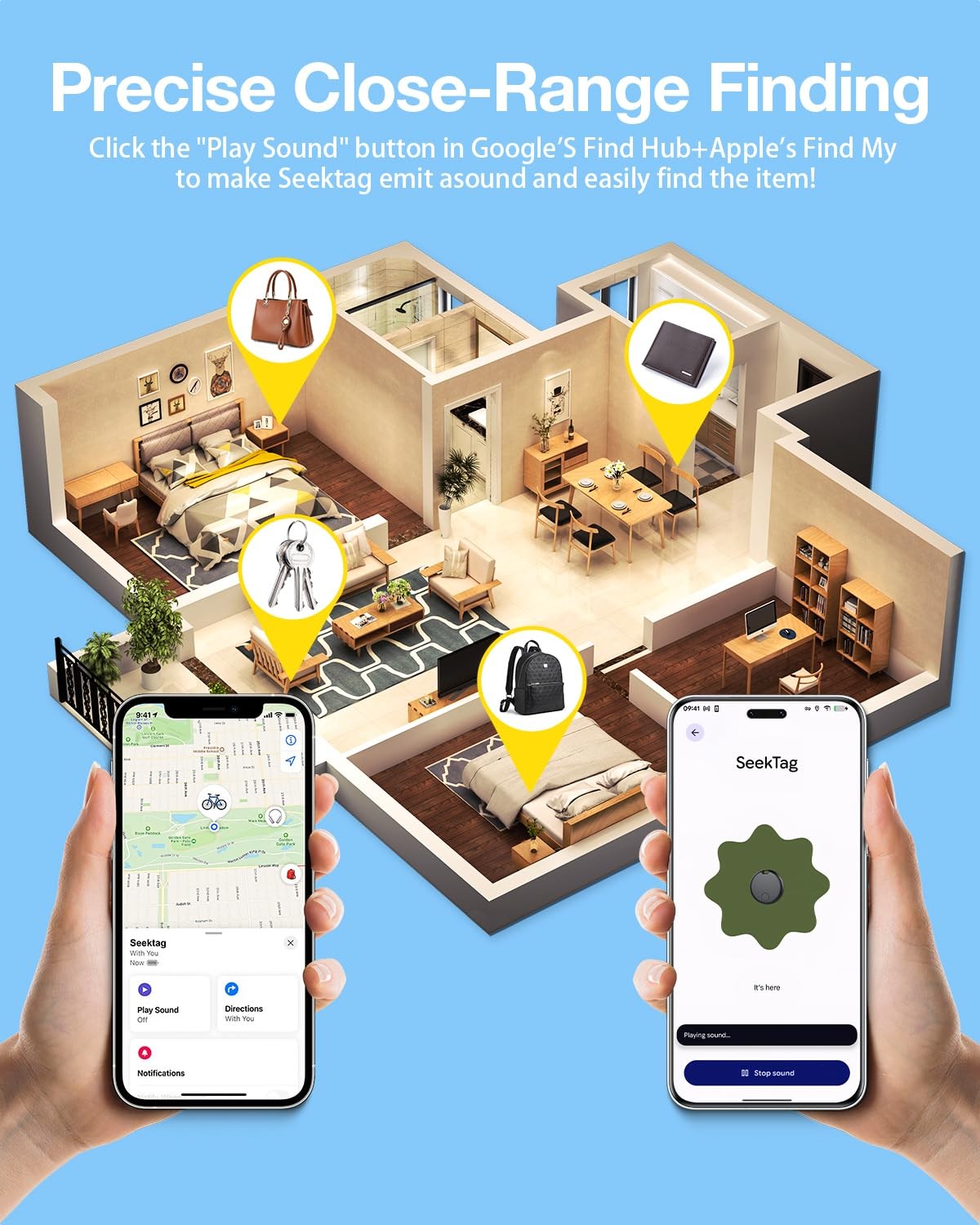 Air Tags for Android - 4 Pack, IP65 Waterproof, Global Cloud Positioning