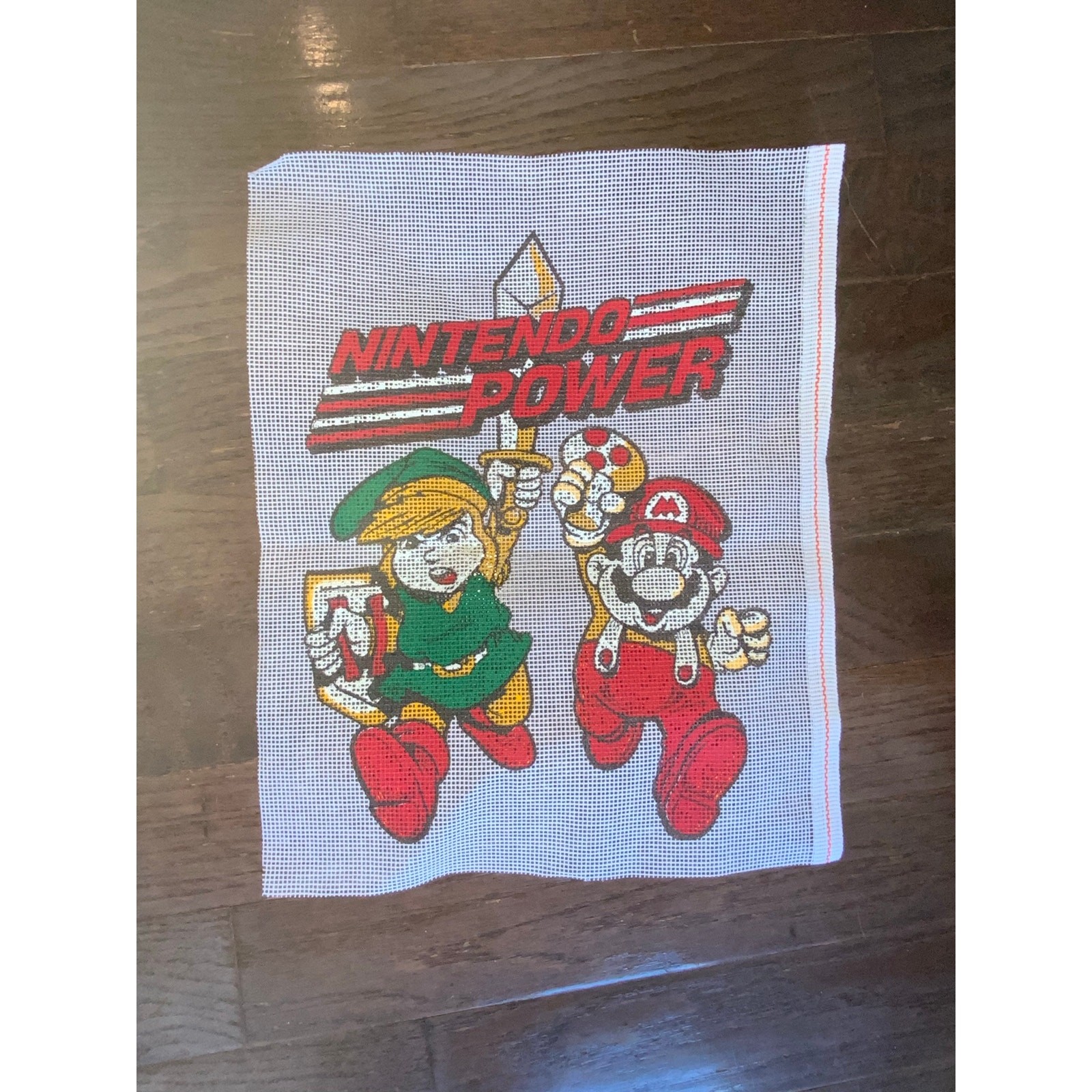 Vintage 1988 Nintendo Power Needlepoint with Mario and Link