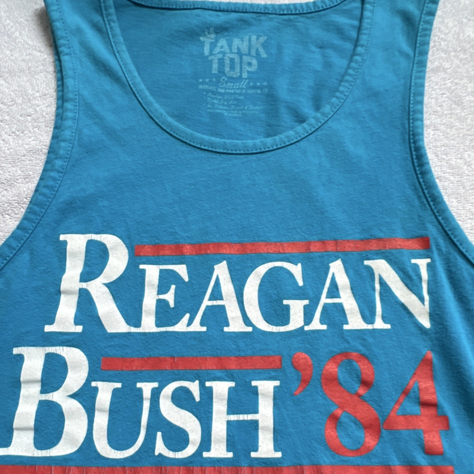 Vintage Reagan Bush 84 Tank Top USA Political Campaign 1984 Collectible