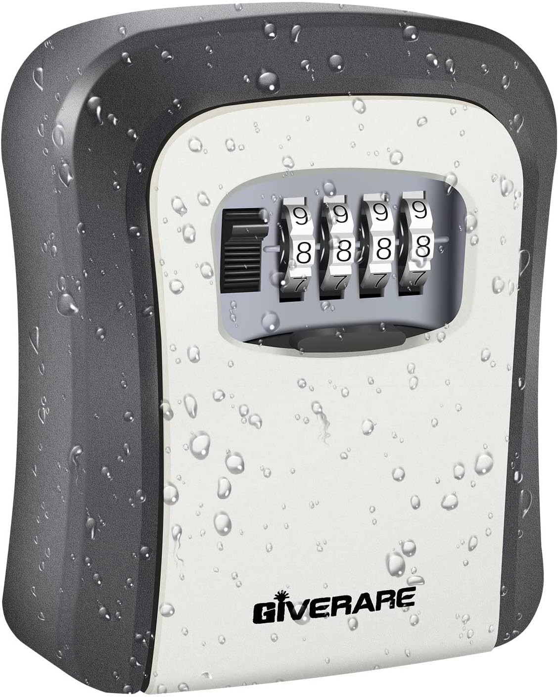 4-Digit Wall-Mount Key Lock Box, Waterproof Outdoor Safe, Dust Cover, Heavy-Duty