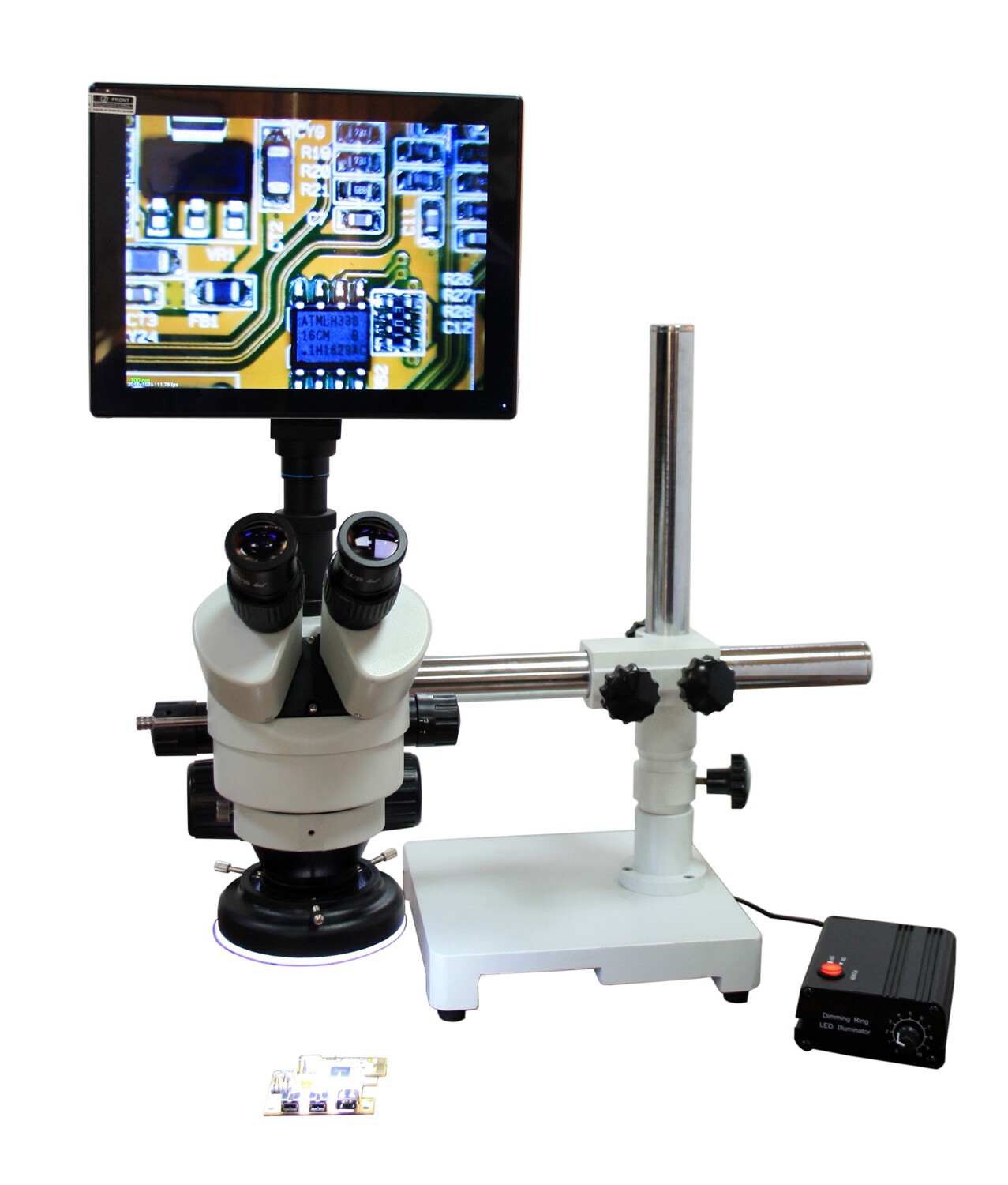 Electronics Repair Stereo Microscope 10–30× Boom, 4K Camera & 9″ 4k Screen