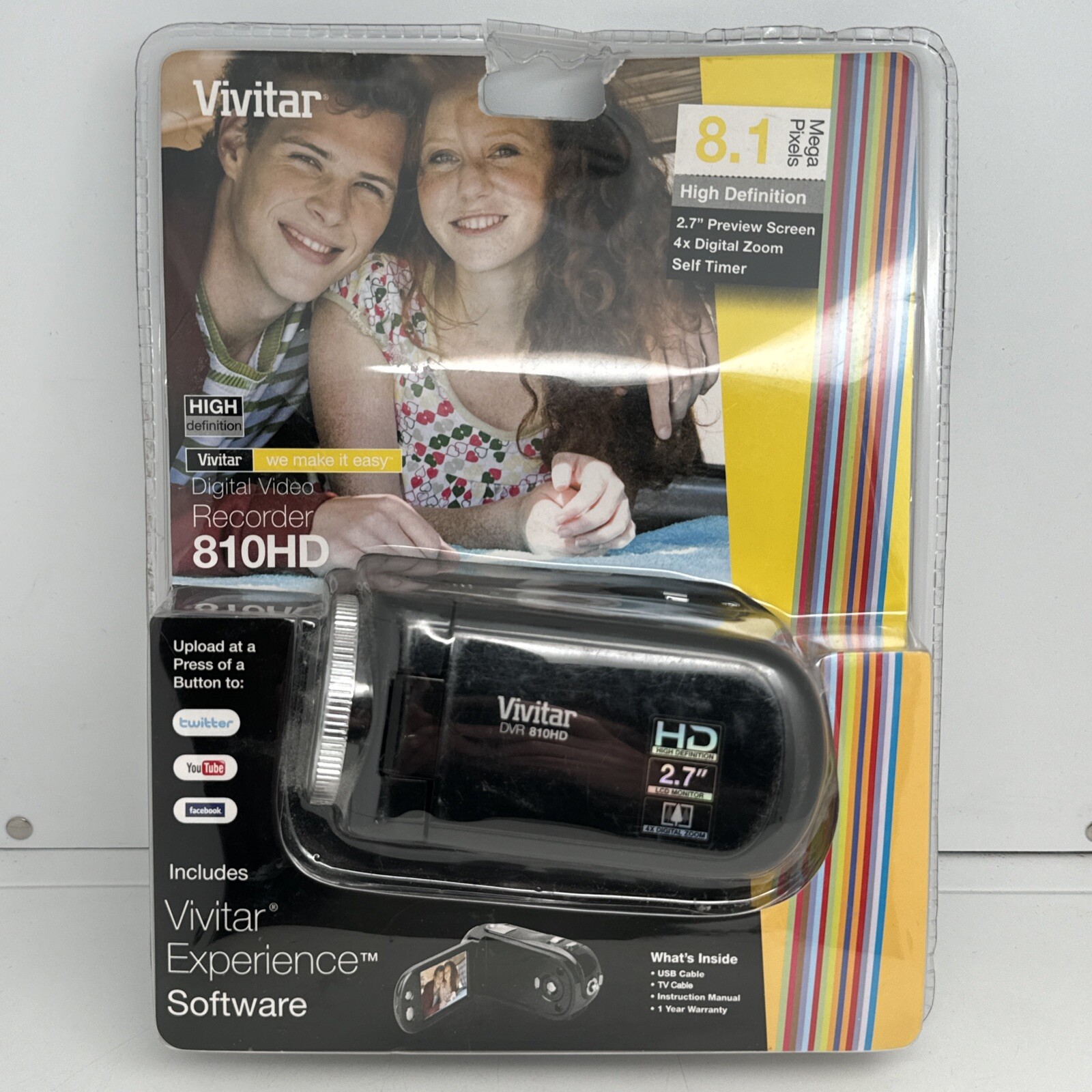 NOS Vivitar DVR 810HD High Definition Compact Camcorder Black HD Factory Sealed