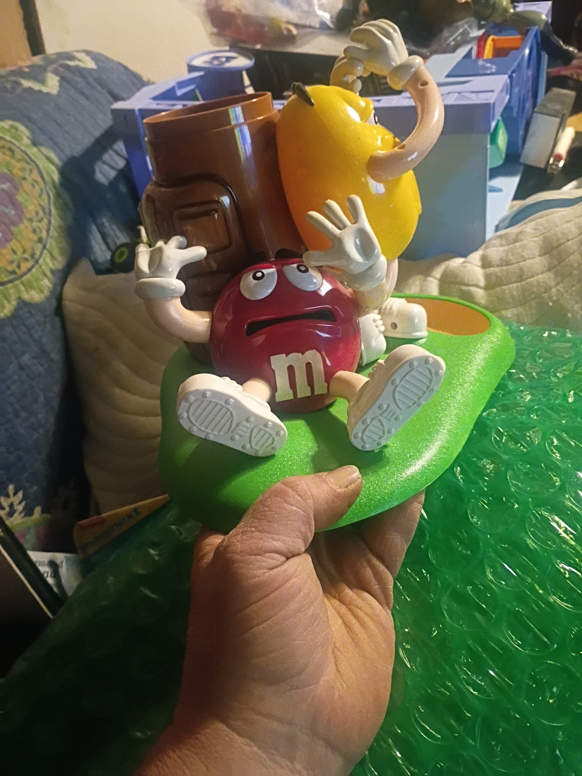 Vintage M&Ms Dispenser Red and Yellow Candy