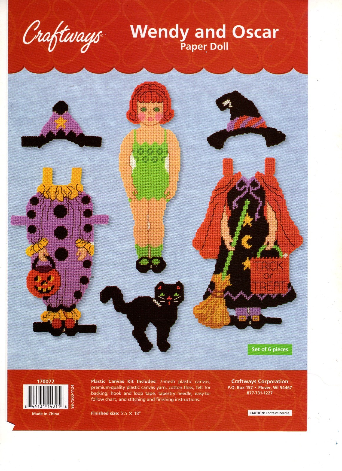 WENDY & OSCAR  PAPER DOLL w/ OUTFITS  7ct plastic canvas  PATTERN  (#TF0660)