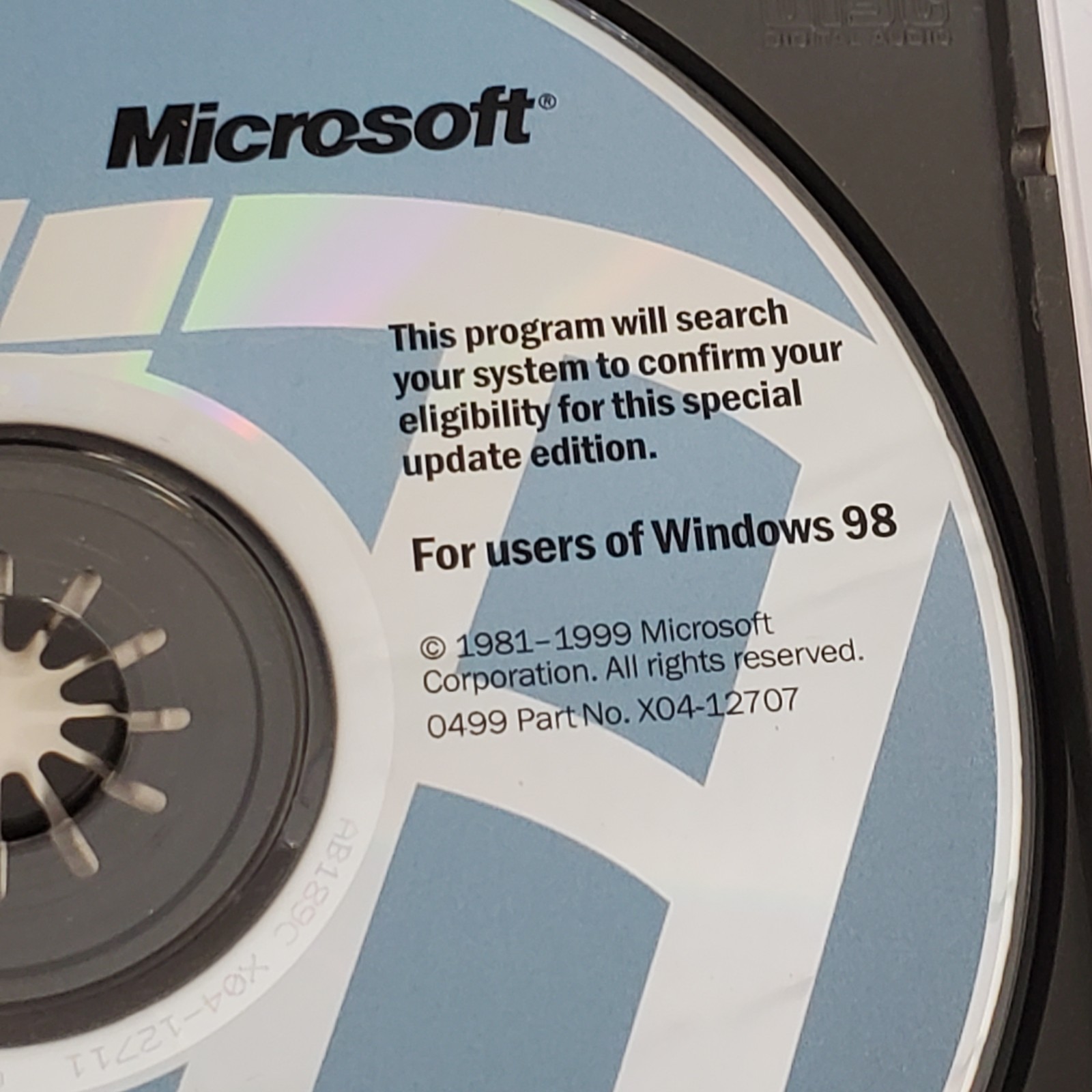 Microsoft Windows 98 Upgrade CD-ROM with Product key