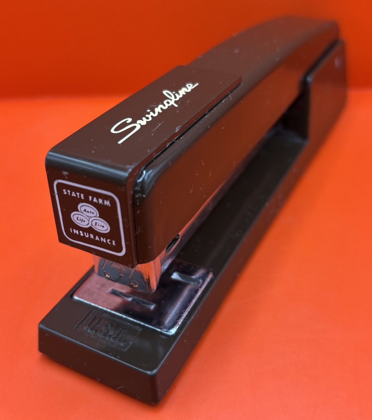 VTG State Farm Dark Brown Swingline Stapler 747 - Made in USA - Long Island, NY