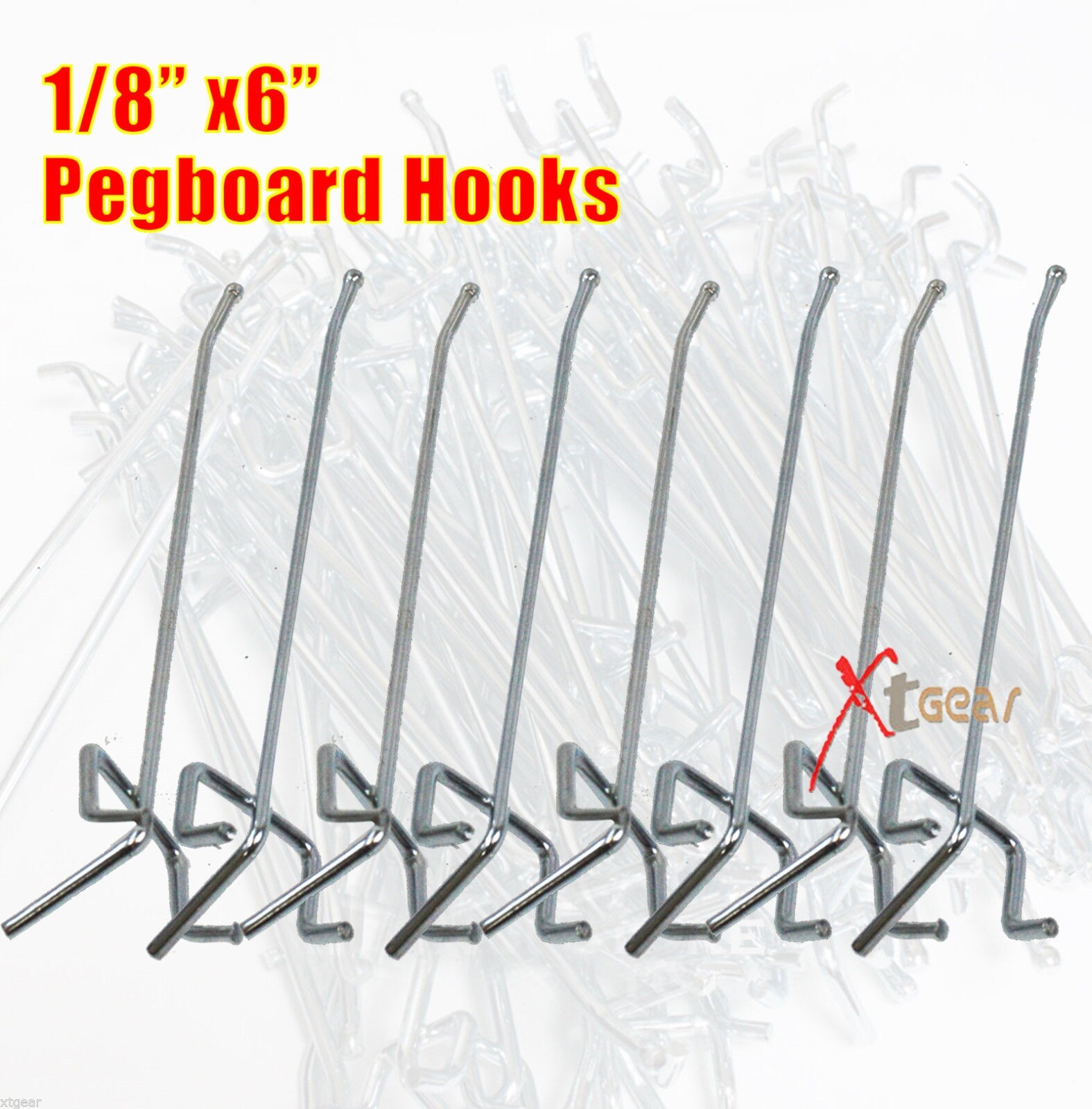 100PC 1/8"x6" Pegboard Hooks Shelving Pegboard Shelf For 1/4" Or 1/8"Peghoard
