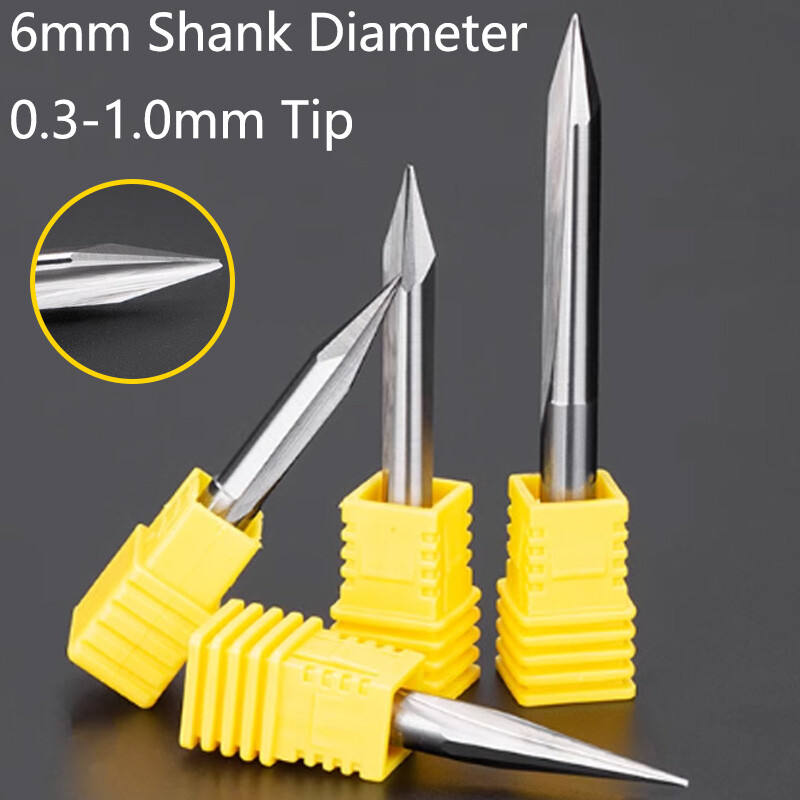 2 Flute Straight Slot CNC Engraving Bit 6mm SHK Carbide Carving Cutter For Wood