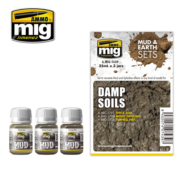 AMMO by MIG Enamel Earth & Mud Sets Damp Soils AMIG7439