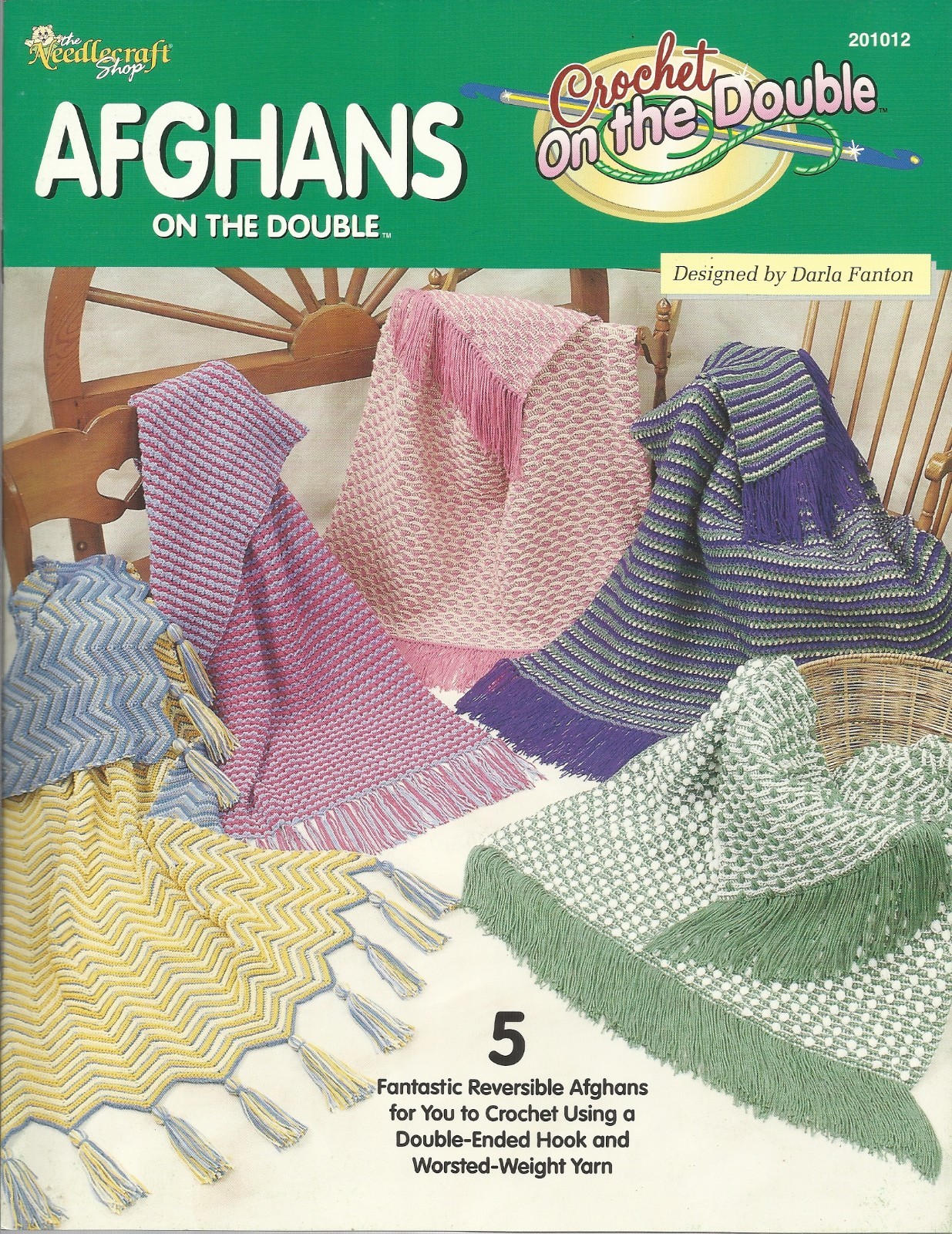Afghans on the Double Ended Hook Reversible Darla Fanton Crochet Patterns NEW