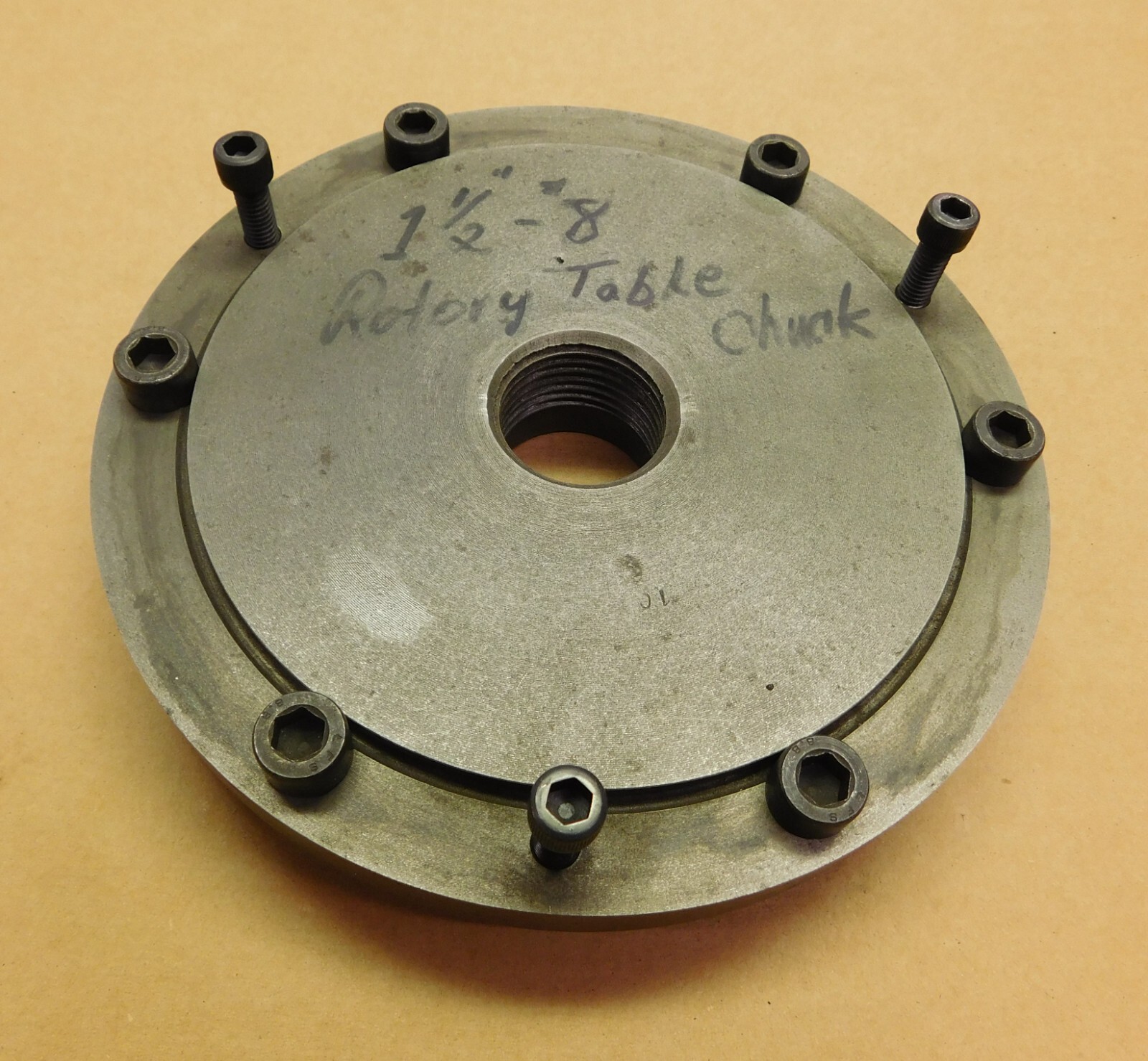 1  1/2" - 8 Rotary Table Base Chuck Plate, 1C, Threaded, Steel, 8", 7 7/8" OD