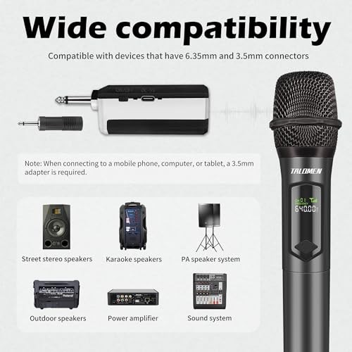 Wireless Microphone,Professional Dual Handheld Cordless Dynamic Mic Gray