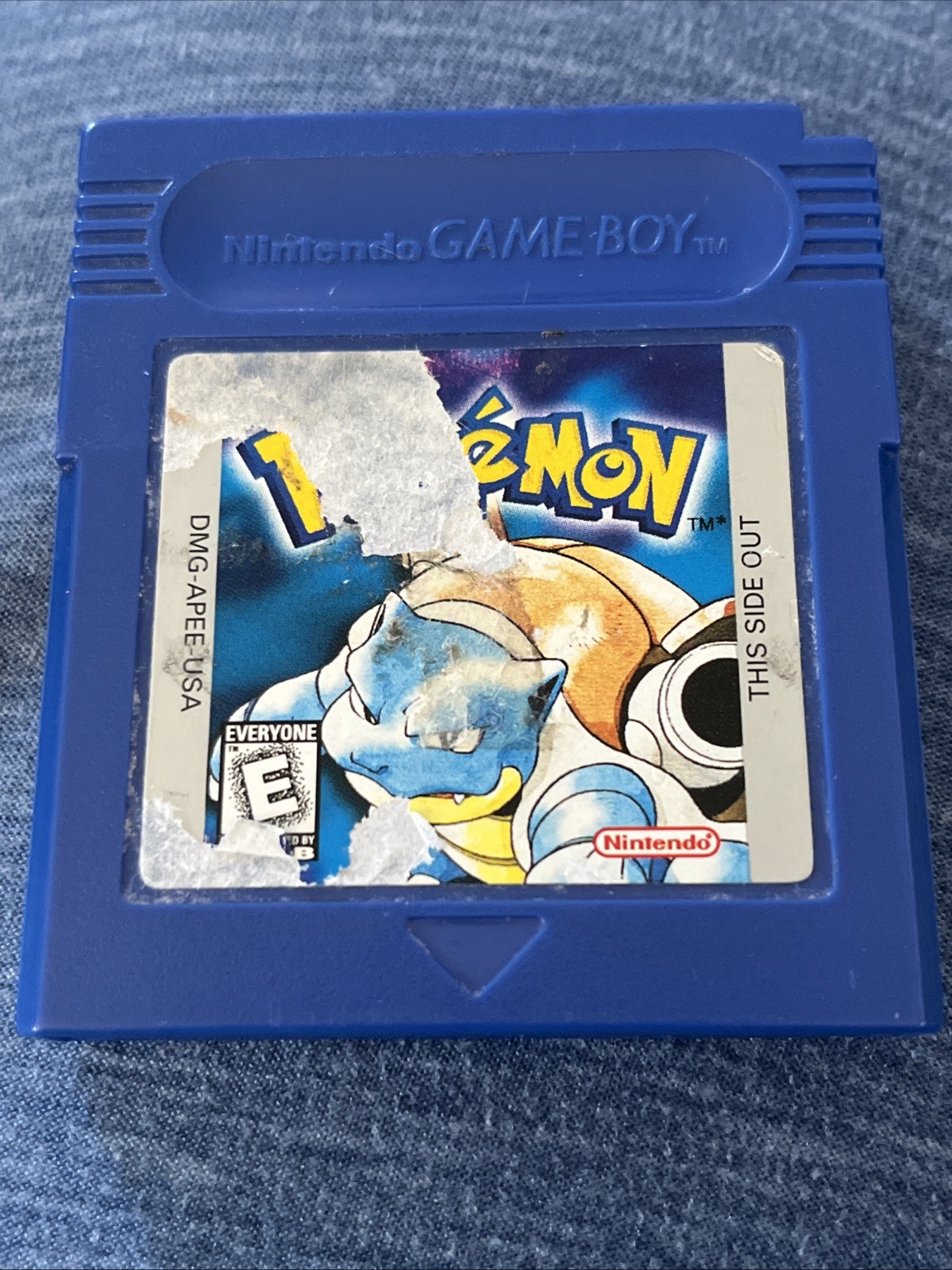 Pokemon Blue Version – GameBoy - Works (See Pics)- Label Messed Up