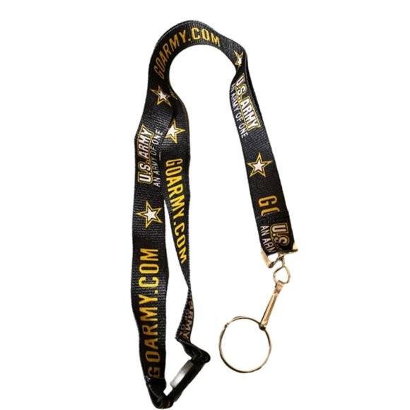 US Military Go Army Of One Lanyard Neck Strap B1ack Keychain ID Holder Patriotic