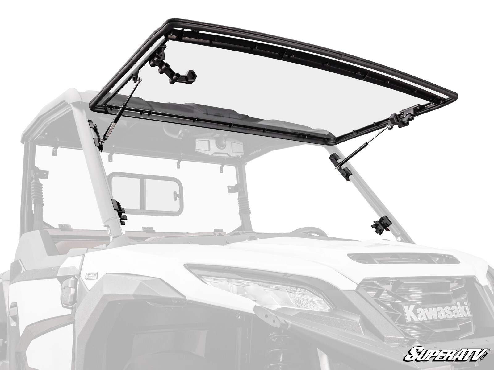 SuperATV Scratch-Resistant Flip Windshield for Kawasaki Ridge/See Fitment