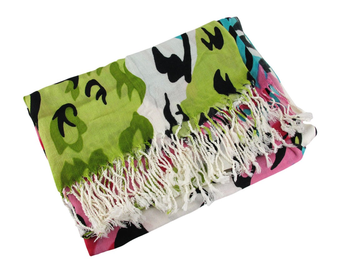 Zeckos Splashes of Spring Colors Acrylic Leopard Print Scarf 70 in. X 26 in.