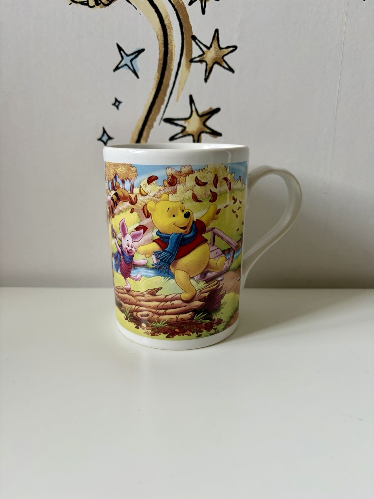 Vintage TAMS Disney Winnie The Pooh Mug Autumn Leaves Fall Tigger Piglet Eeyore