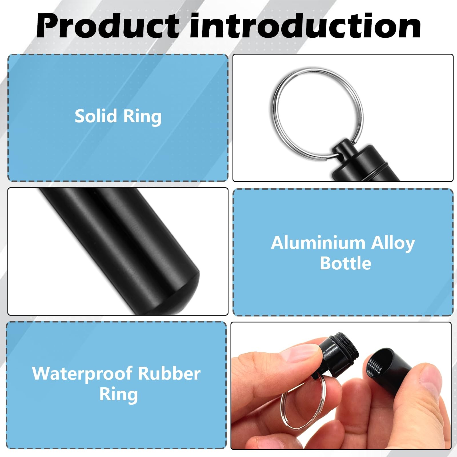 6 Pack Silver Cylinder Urn Keychains for Ashes, Waterproof Memorial Vial Keep...