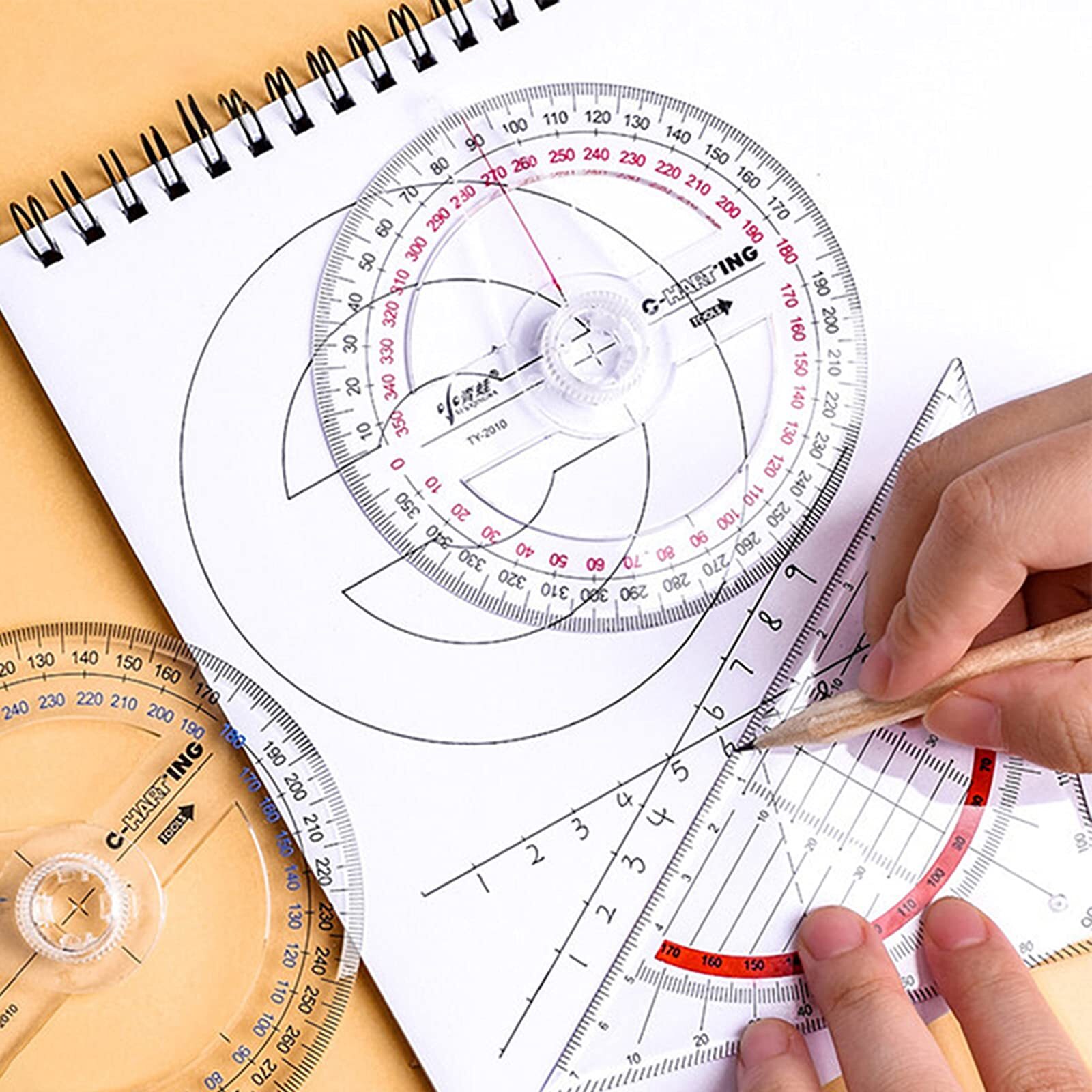 360° Protractor Pack of 5 Protactors Plastic Protractor Math Protractors Clea...