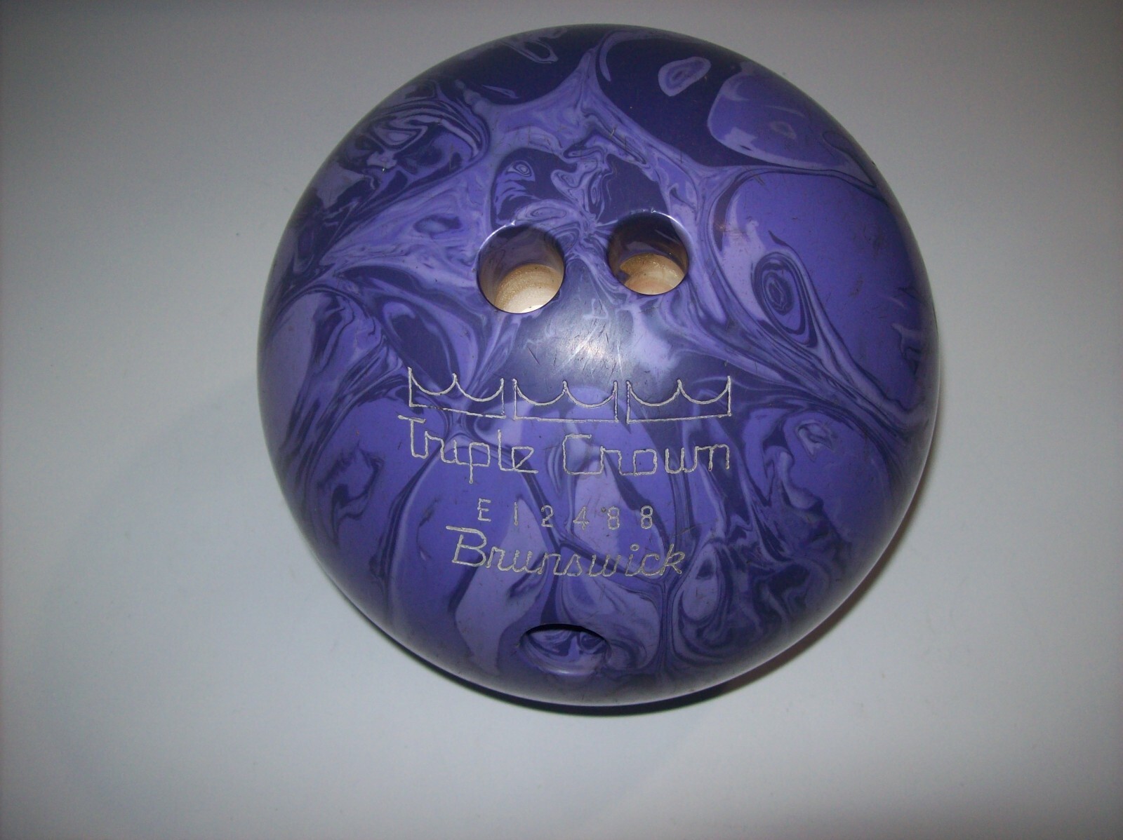 Vintage Brunswick Triple Crown Bowling Ball, PURPLE SWIRL, 11 lbs 10 oz