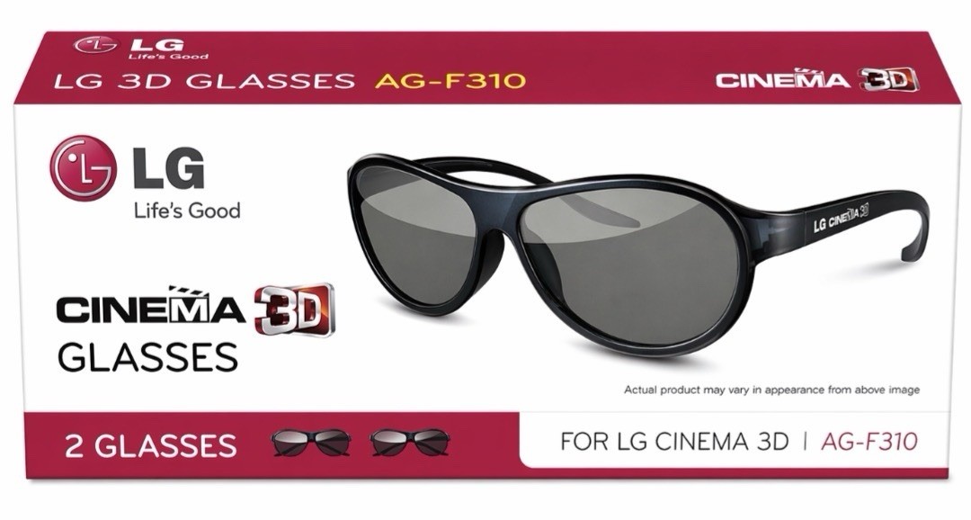 LG AG-F310 3D Glasses 2 Pack Cinema 3D Passive TV Glasses New