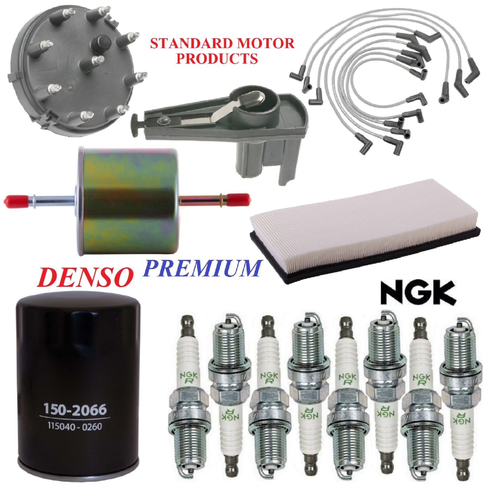 Tune Up Kit Filters Wire Plugs For FORD BRONCO V8 5.8L; W/ Push-On Rotor 92-93