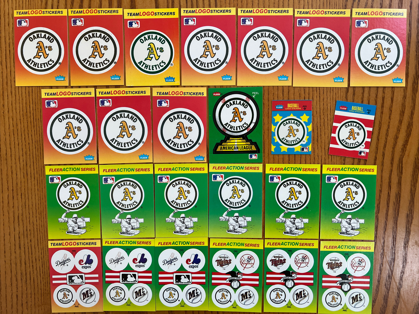 (25) Assorted Oakland Athletics Fleer Team Stickers 1980's and 1990's