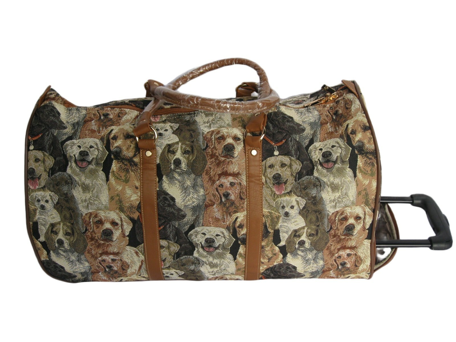 Tapestry Duffle Bag On Wheels Overnight Bags Weekend Bag Carry On Bag - DOG