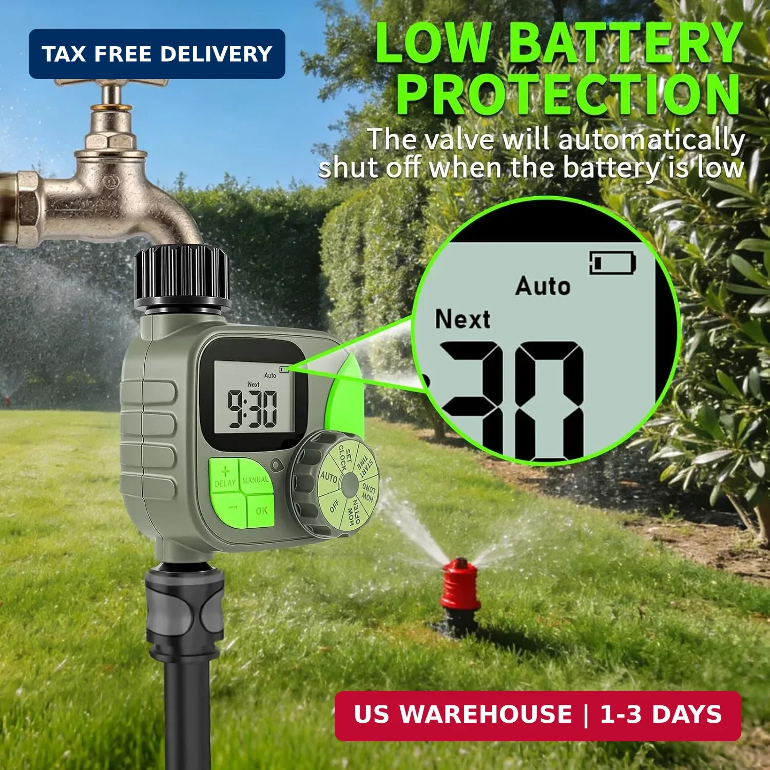 Sprinkler Timer for Garden Hose - Irrigation Timer for Outdoor Faucet, Automatic