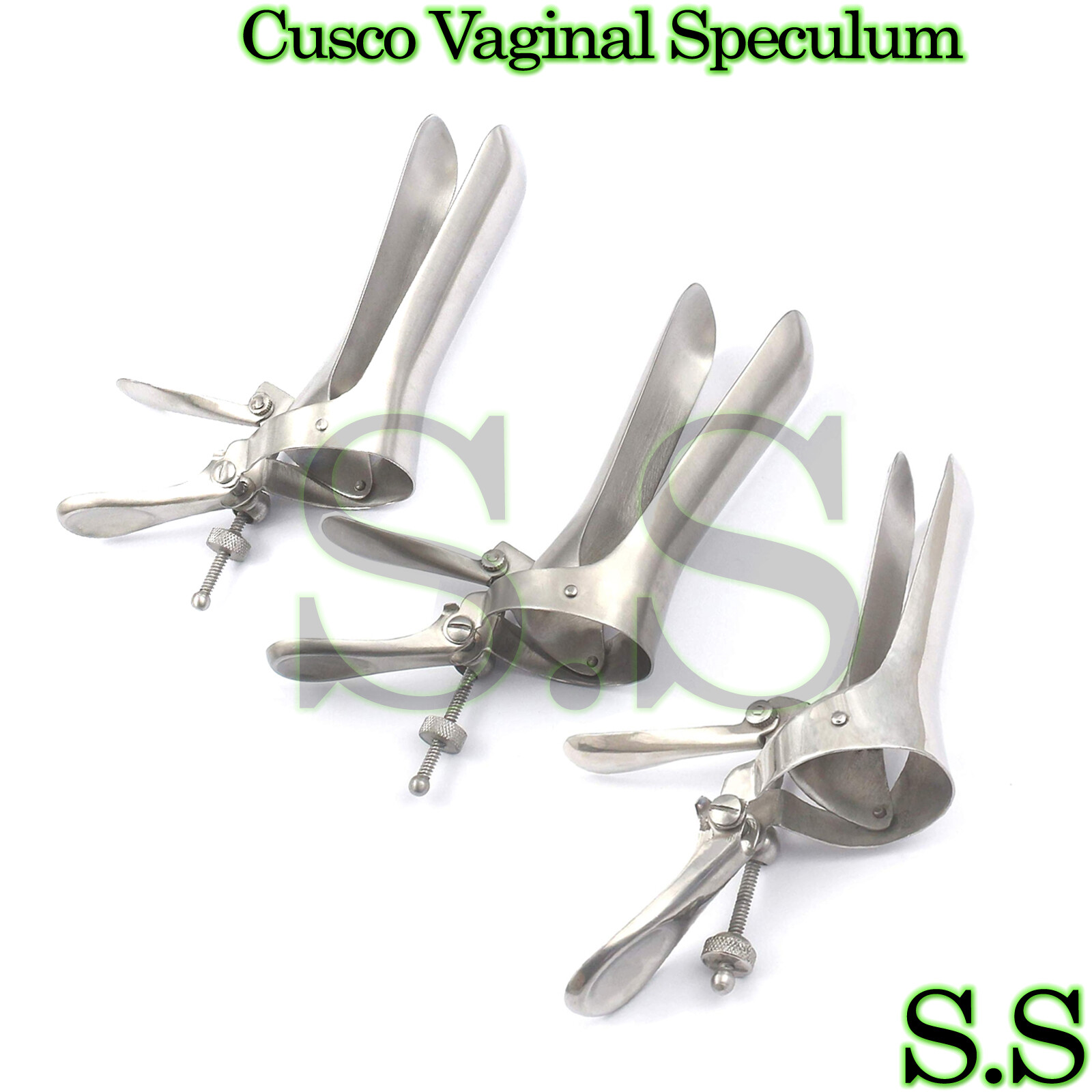 3 pcs Cusco Vaginal Speculum Small, Medium, Large OB/Gynecology Surgical