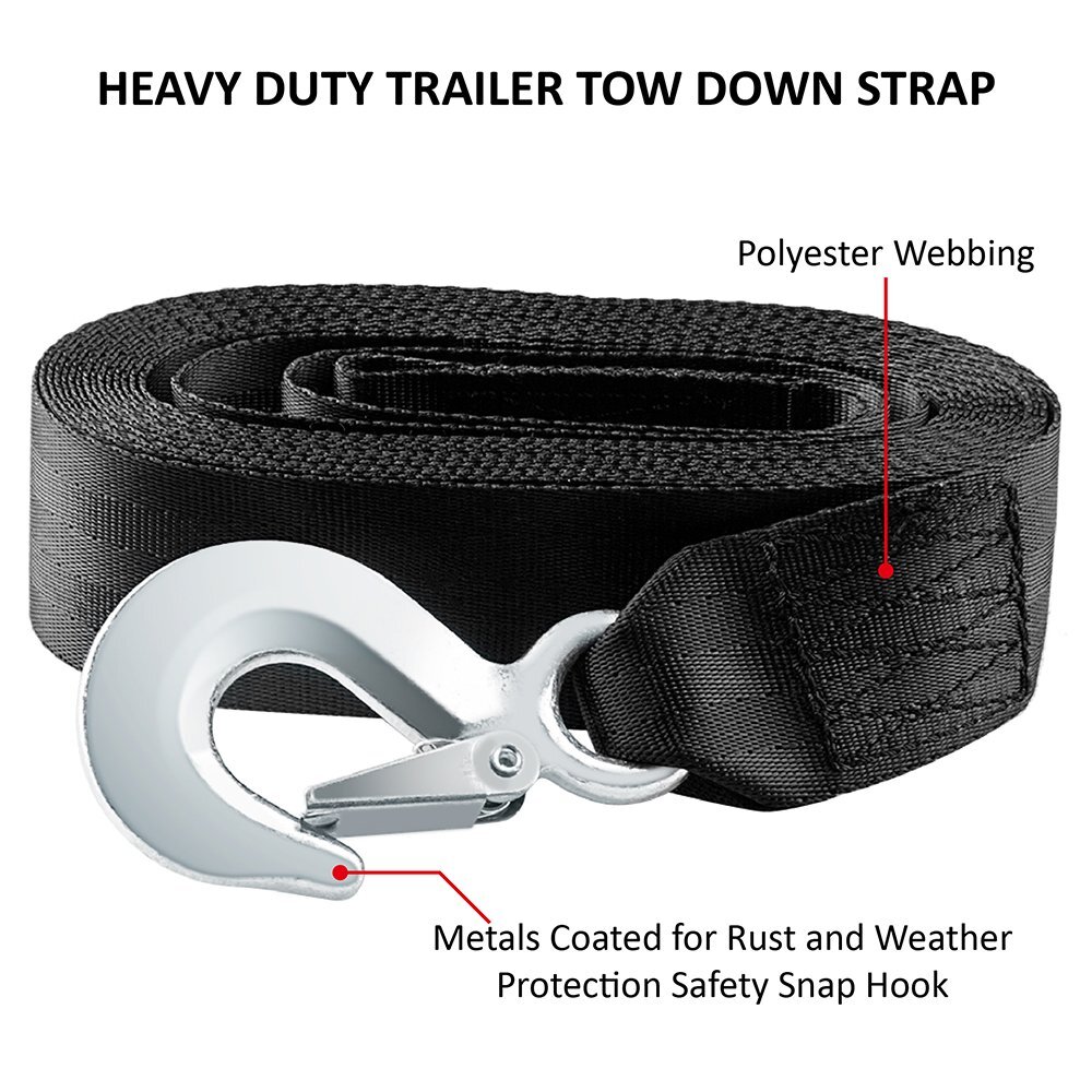 2" x 20FT Boat Trailer Replacement Winch Strap Safety Snap Hook 10000LBS Max