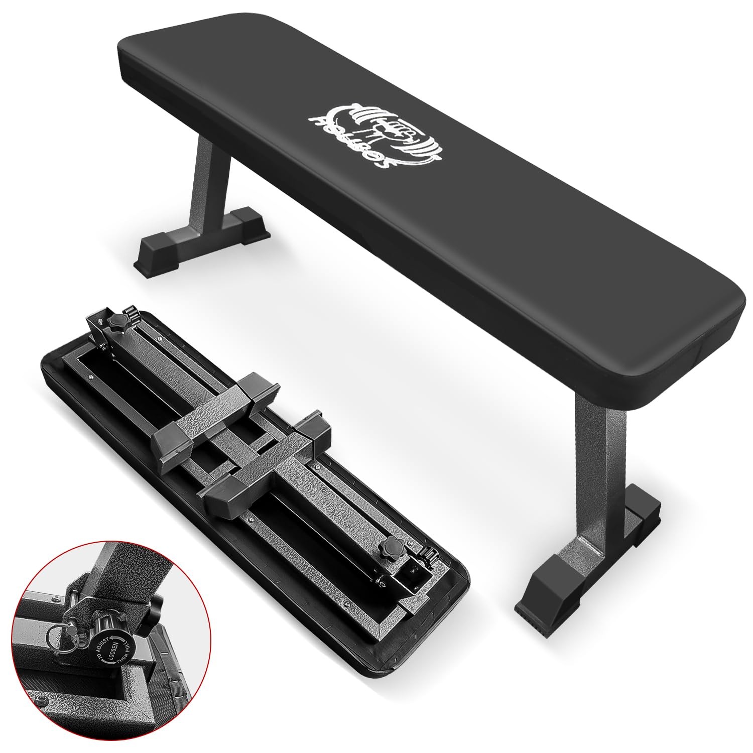Houbos Flat Bench, Flat Weight Workout Exercise Bench Easy,Assembly,Foldaway ...
