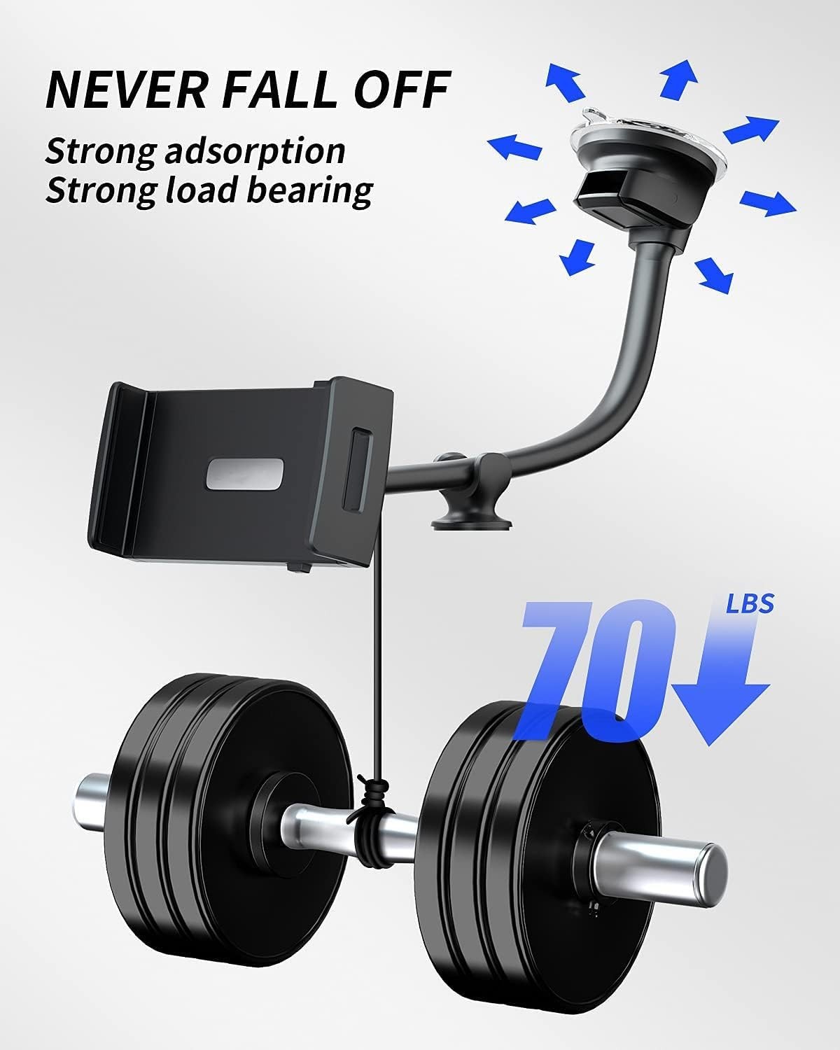Flexible Gooseneck Tablet Mount for Car SUV Windshield Dashboard Black