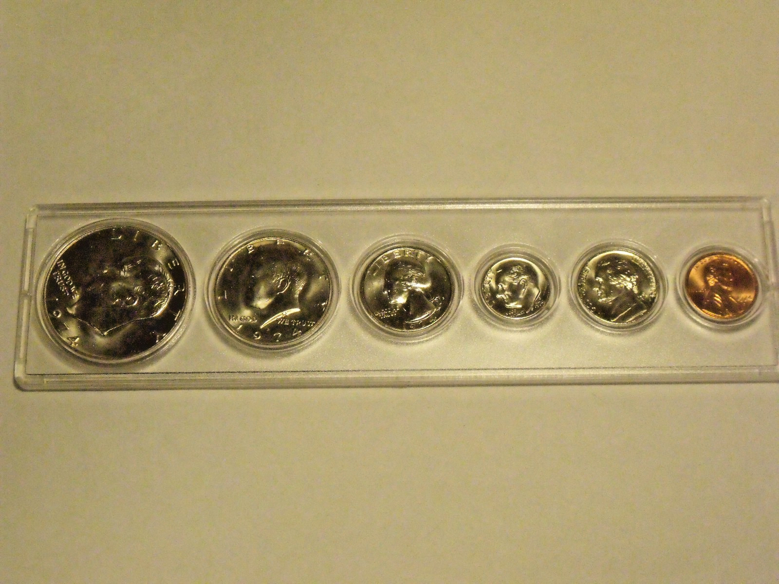 1974-D  Birth Year Set (6 coin) Choice BU in hard plastic holder w/Ike dollar
