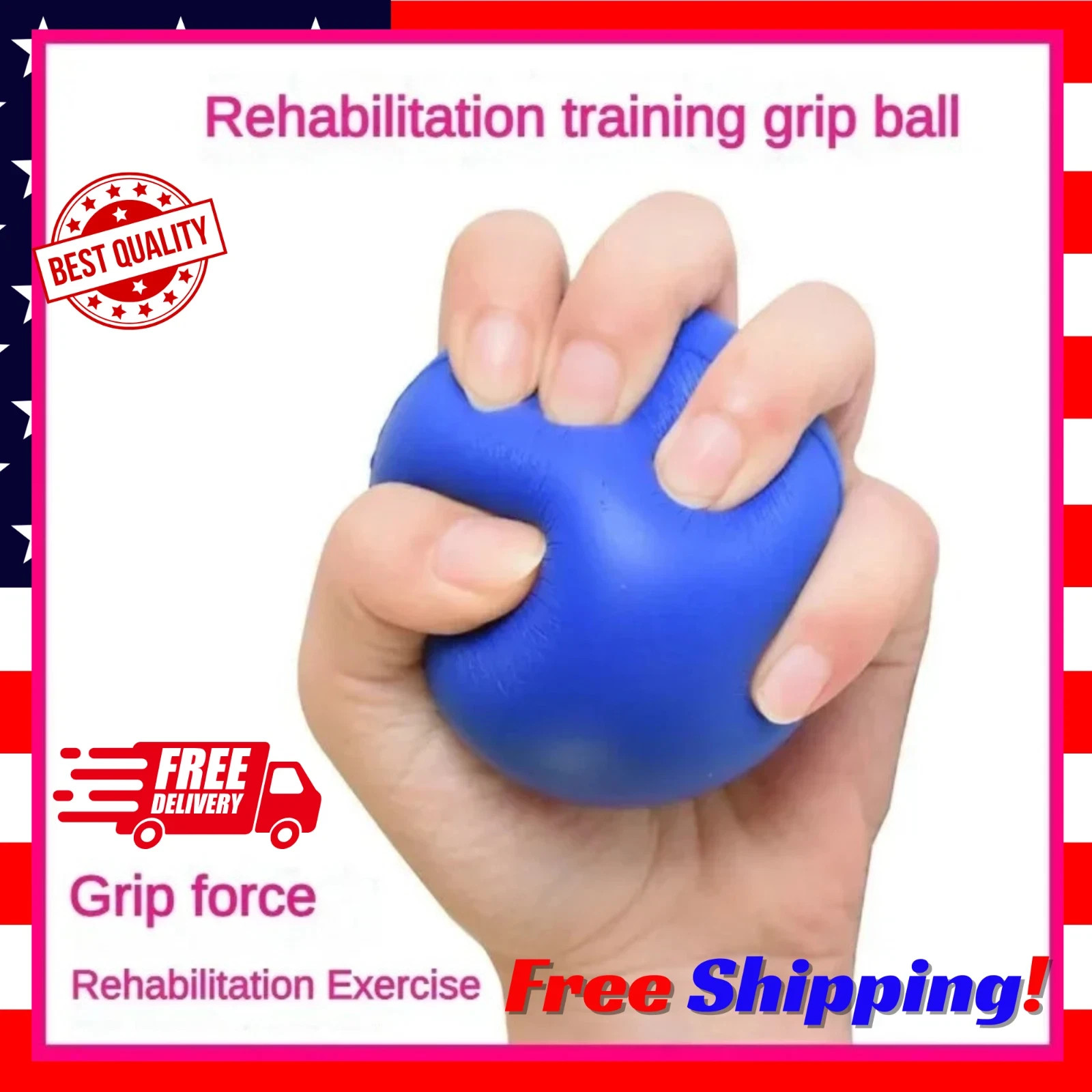 Massage Therapy Grip Ball Hand Finger Strength Exercise Stress Relief(Blue) 1PCS