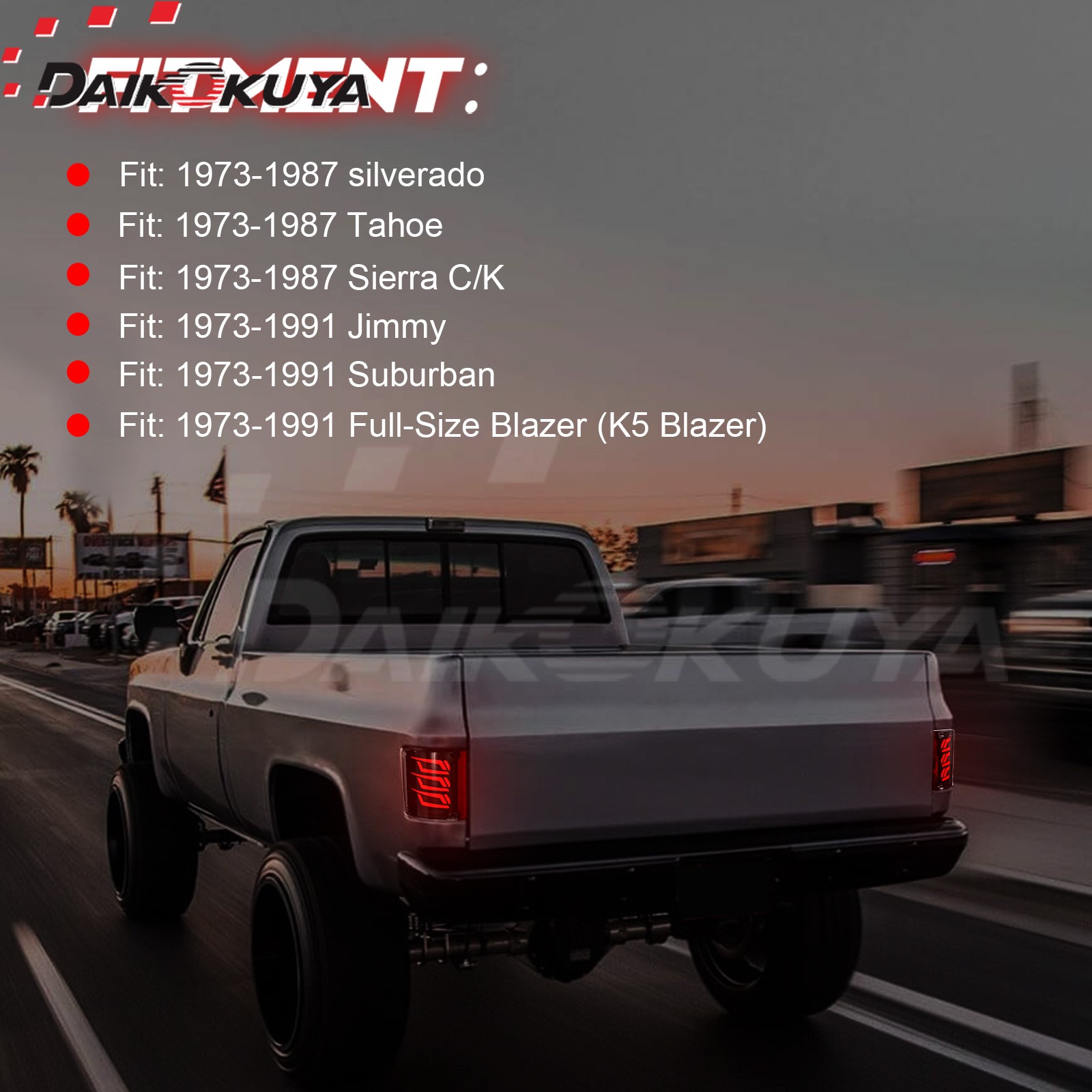 Sequential LED Tail Lights for 1973-1987 chevy C10 & GMC,with Start-Up Animation