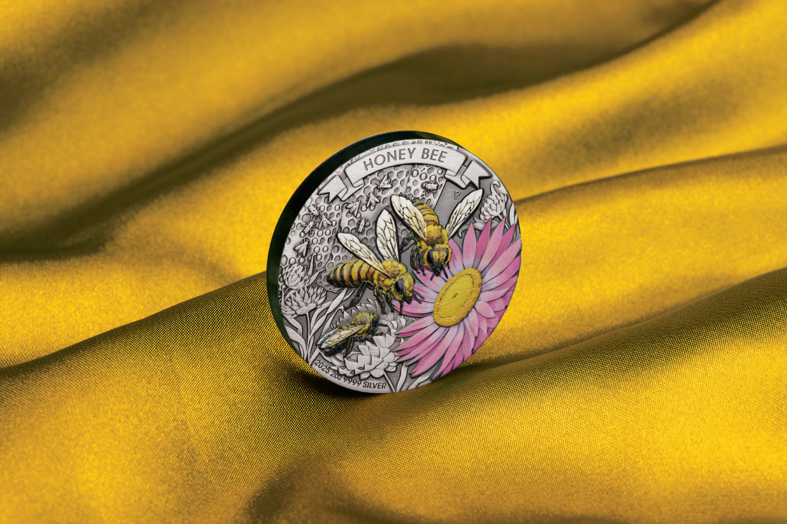 2025 HONEY BEE 2oz .9999 Silver Antiqued Colored $2 Coin