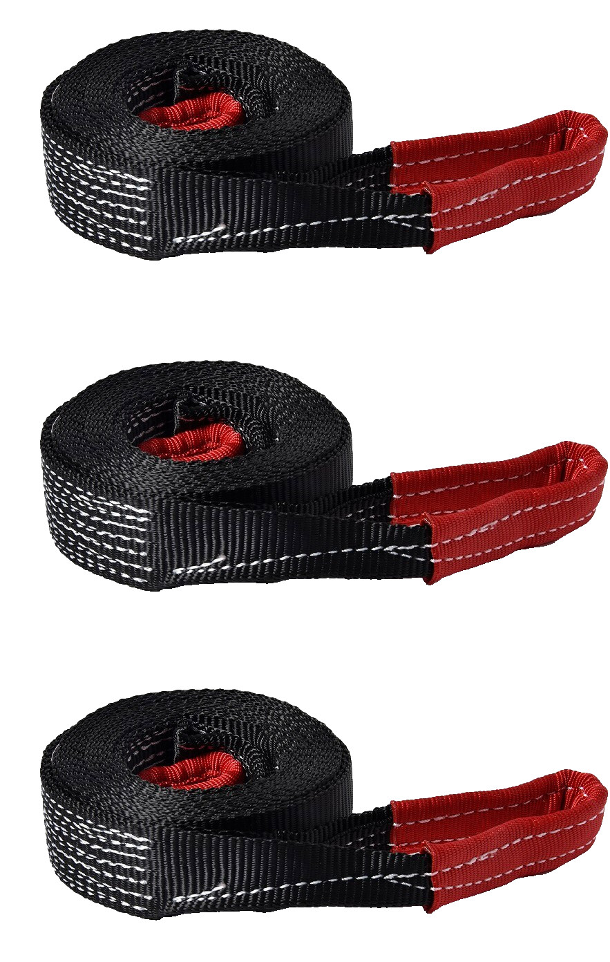 3X 2" 30 ft 14,000 lbs Tow Strap Black winch sling vehicle recovery 6.5 Ton 2x30