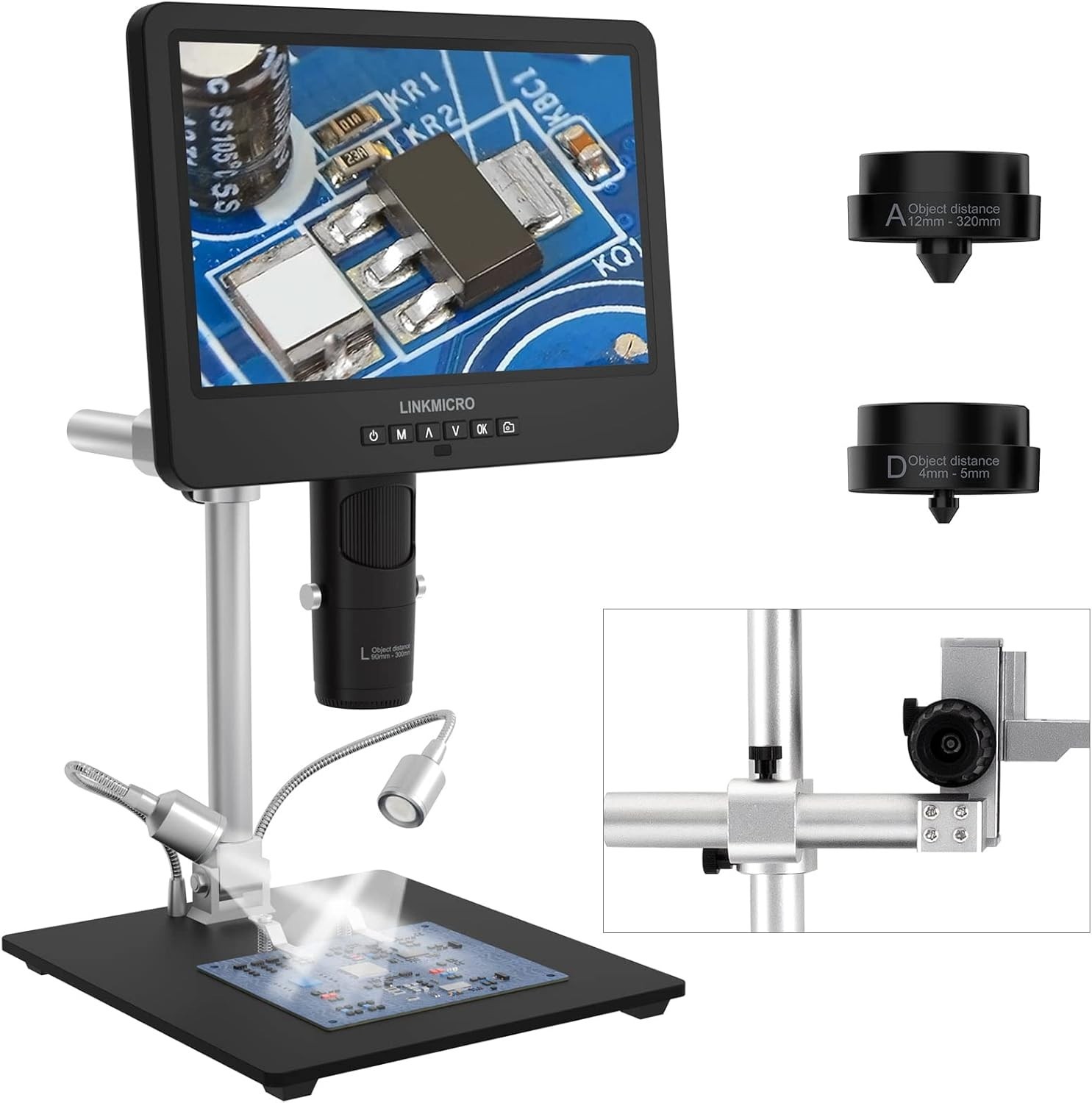 LM249MS 3 Lens 10.1" HDMI Digital Microscope 2000X Soldering Microscope Camera