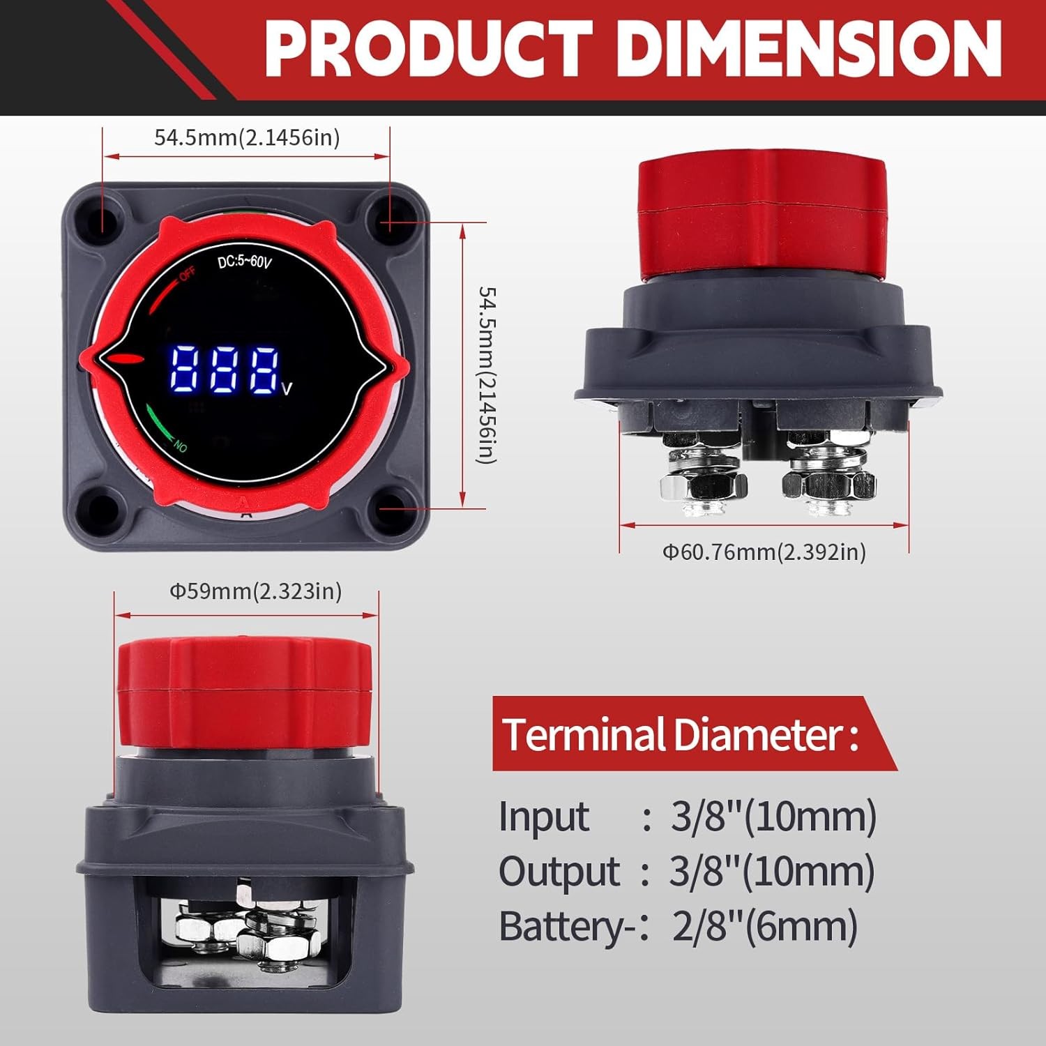 Upgrade Battery Disconnect Switch with Voltmeter, DC 5-60V Master Isolator...