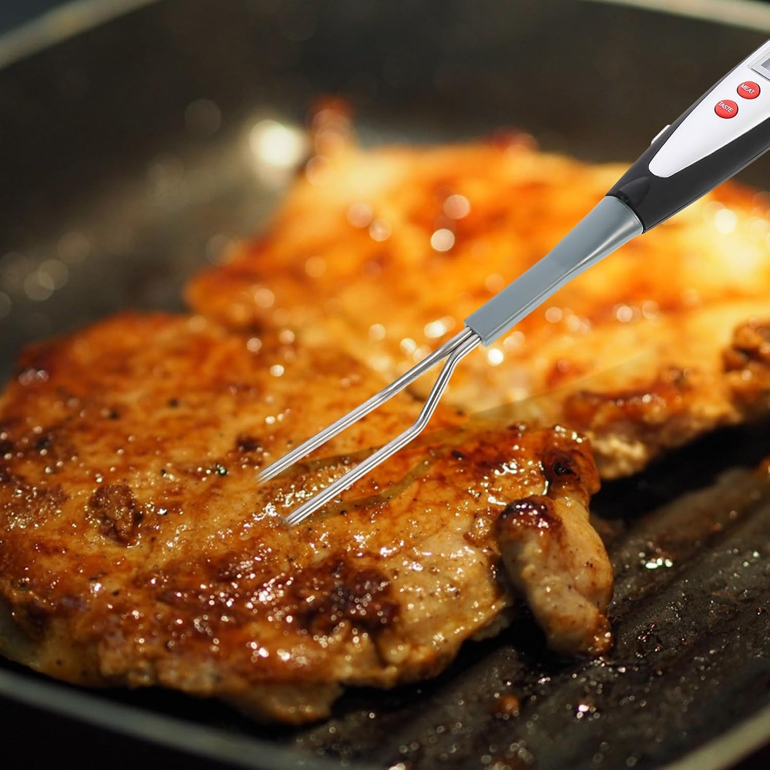 Digital Meat Thermometer Fork BBQ Temperature Indicator for Grill Cooking, Insta