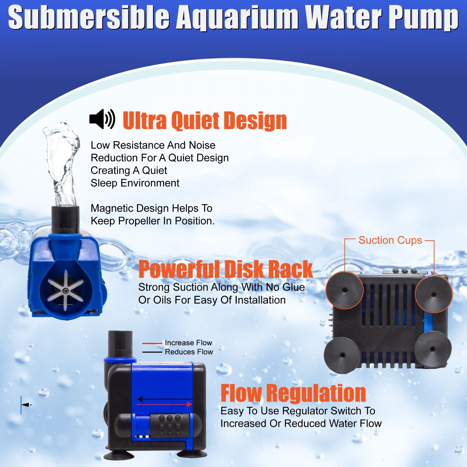 133 GPH Adjustable Submersible Powerhead Water Pump 1pc.