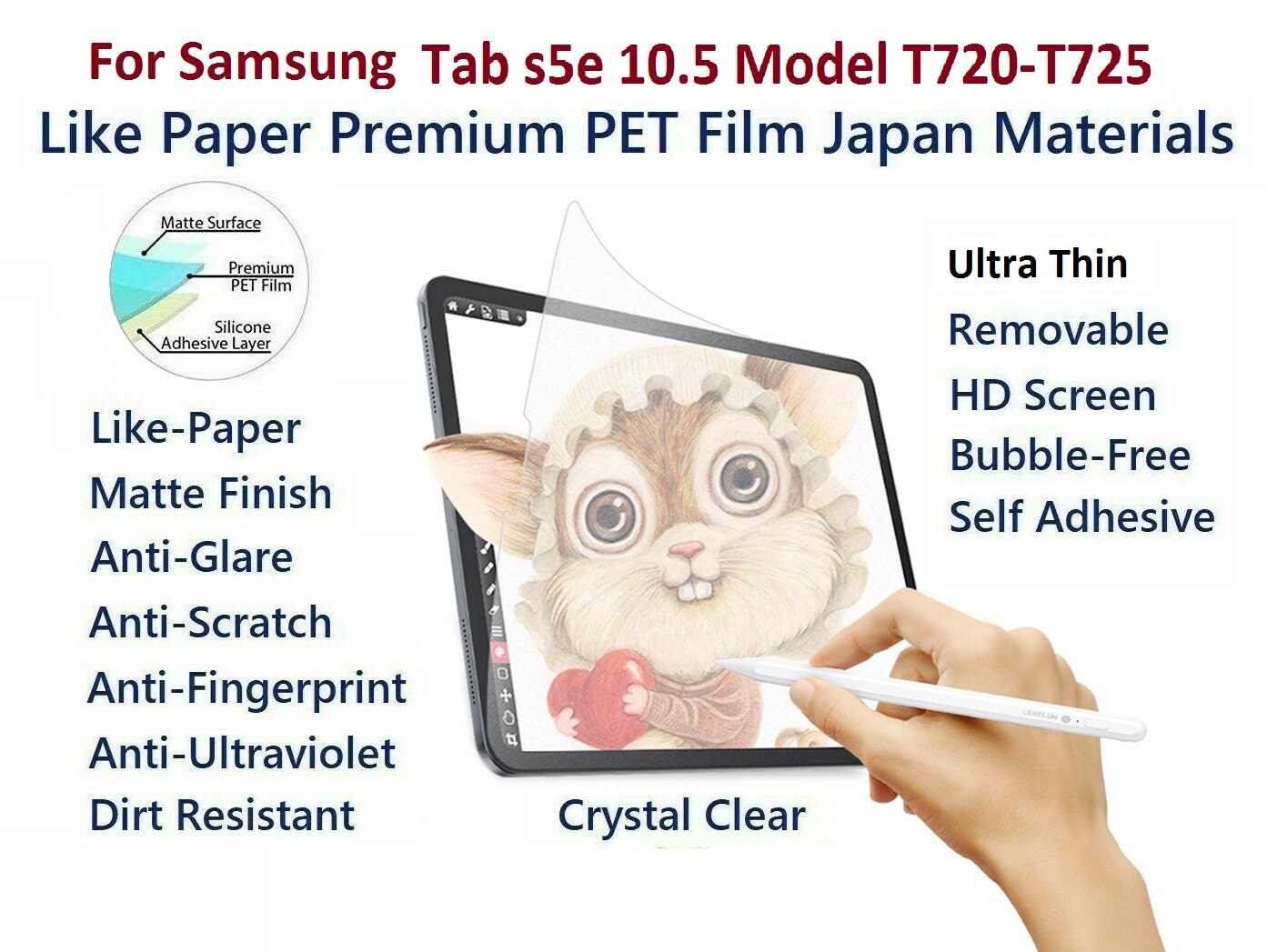 Paper Feel Matte Film Anti-Glare Screen For Samsung Tab s5e 10.5 Model T720-T725