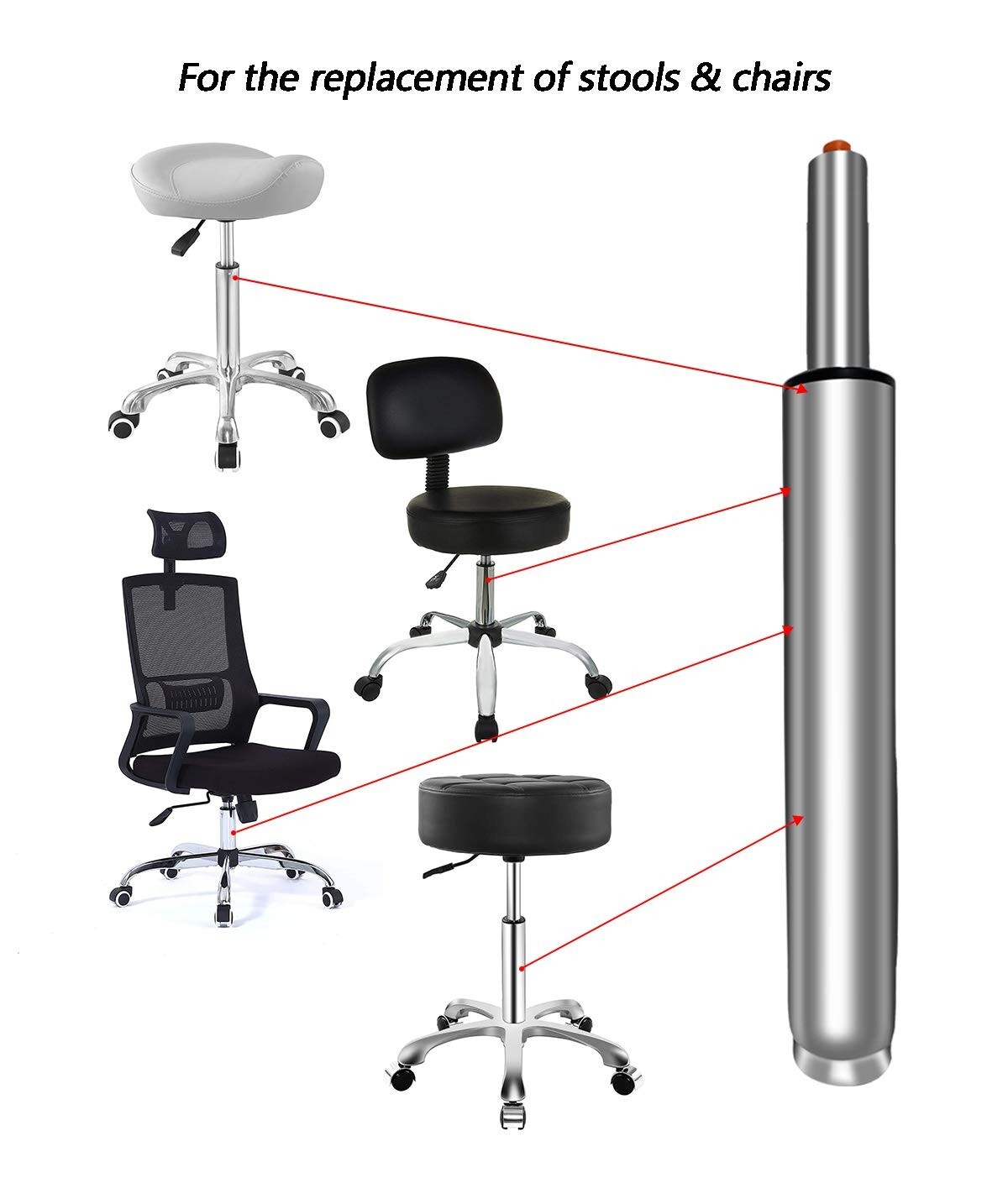 14 To 22 Long Adjustable Gas Lift Cylinder Tube For Office Chair Stool, NEW