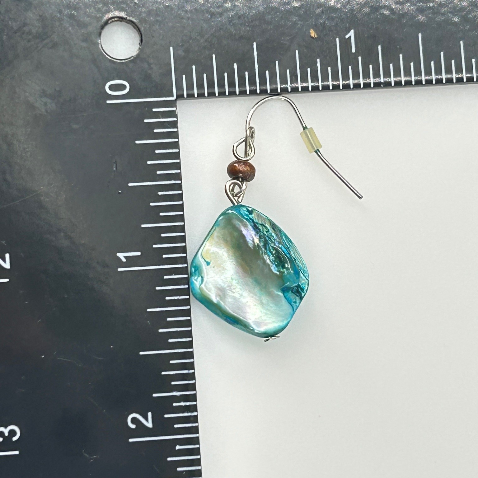 Handcrafted Blue Abalone Shell Dangle Earrings