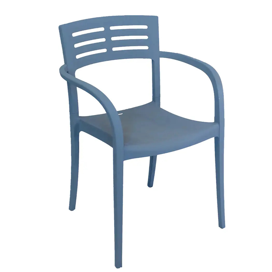 Grosfillex US336680 Vogue Denim Blue Indoor/Outdoor Stacking Chair - 4 Per Set
